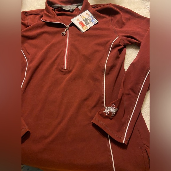 NWT! Goode Rider performance 1/4 zip burgundy long sleeve size M - Picture 1 of 9